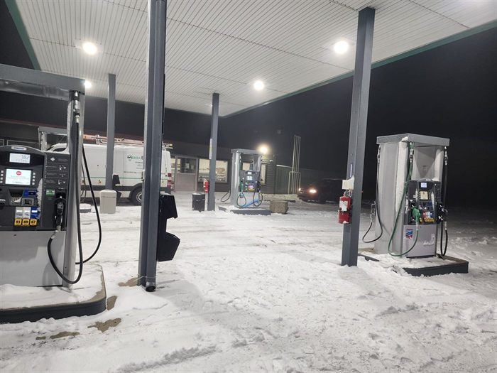 Row of Chevron dispensers under the canopy